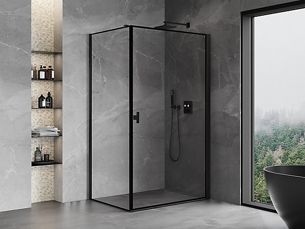Mexen Mist-B cabine de douche pivotante droite 90 x 120 cm, cadre noir, noir - 8A2T-090-120-70-70-P