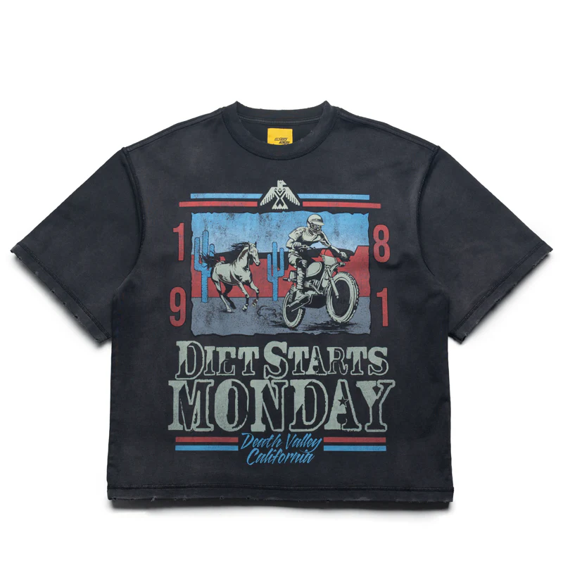 Diet Starts Monday 81 Racing Tee - Vintage Black