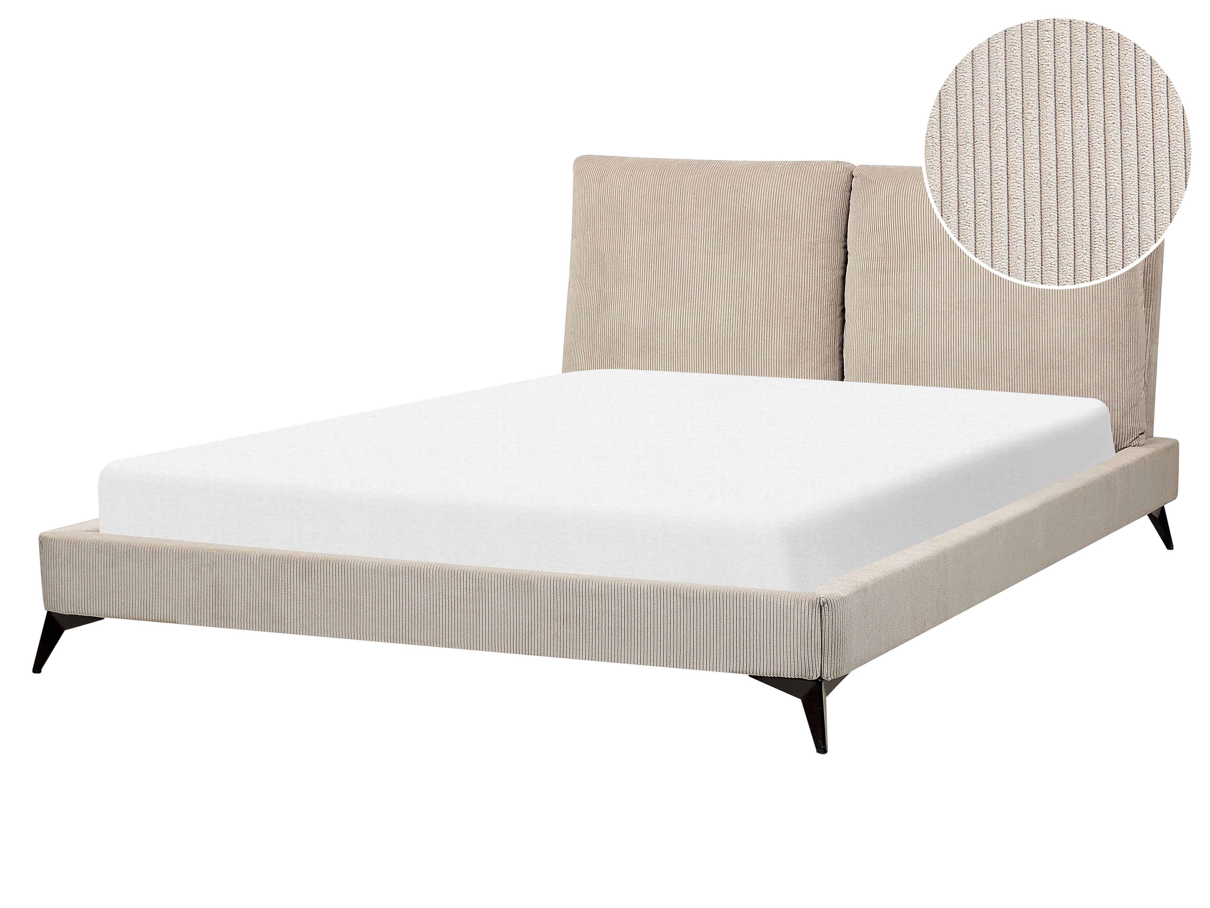 Bed Corduroy MELLE 140 x 200 cm (EU Double) Taupe