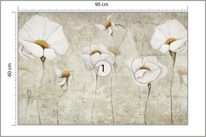 Fototapeta Do Salonu Akwarelowe Białe Maki 90x60cm