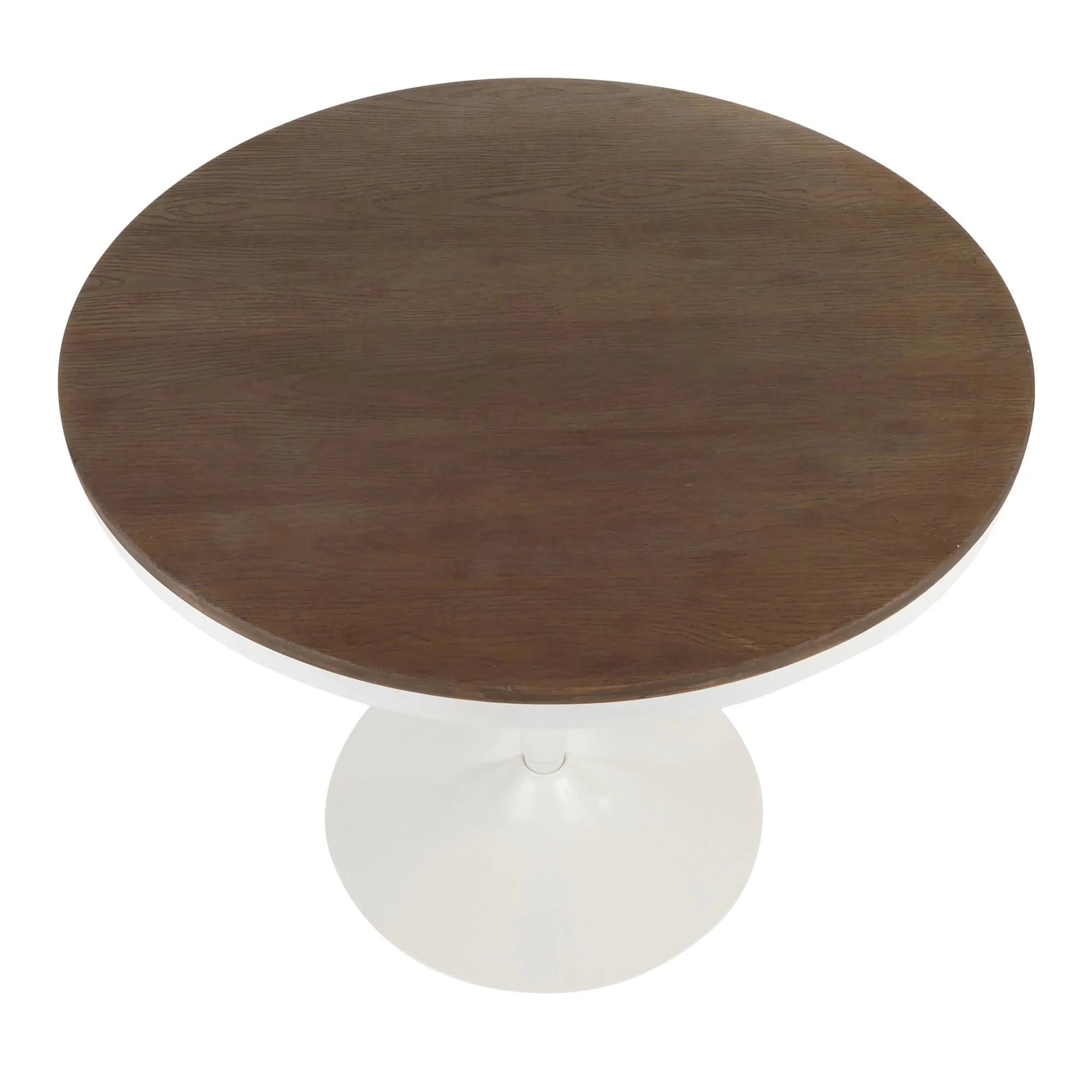 36 Brown Wood-Pressed Bamboo Round Top White Metal Leg Dining Table