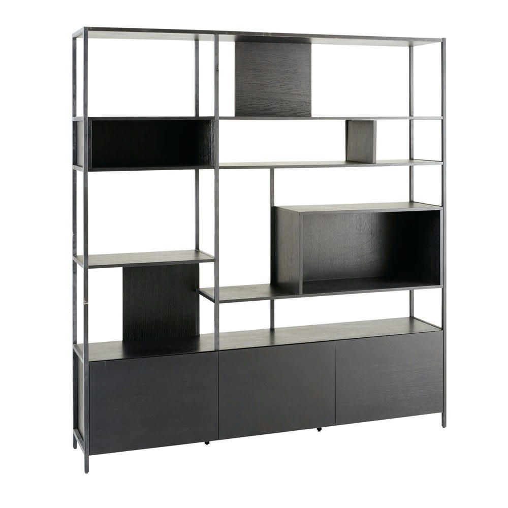 Opal - Bibliothèque 3 portes en métal noir