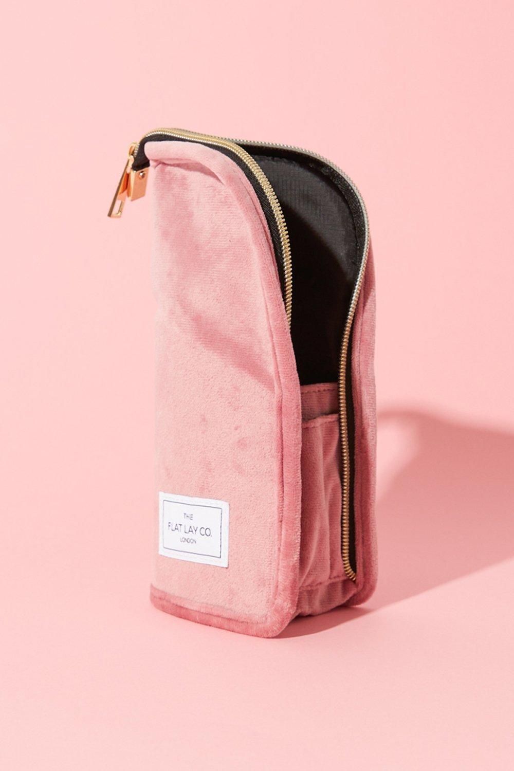 The Flat Lay Co Pink Velvet Brush Case