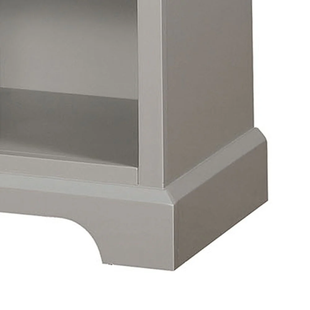 Wooden 2 Drawers and 2 Door Cabinet Armoire with Bracket Feet, Gray