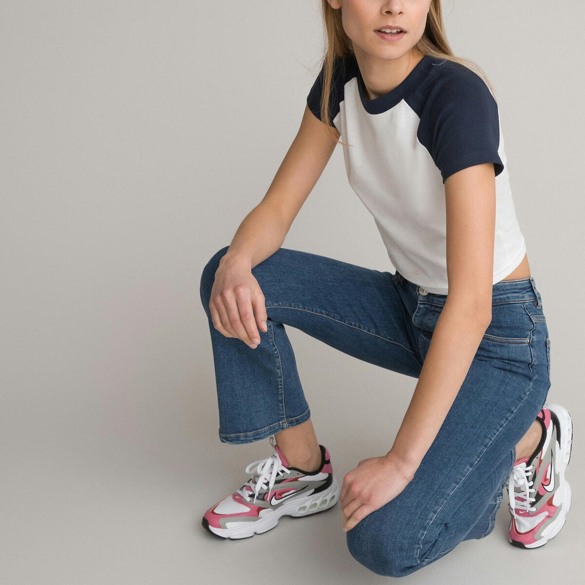 T-shirt cropped à col rond