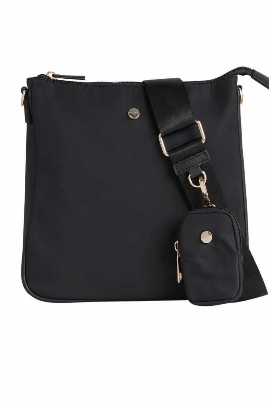 SVNX Crossbody Handbag with Detachable Mini Pouch - Black