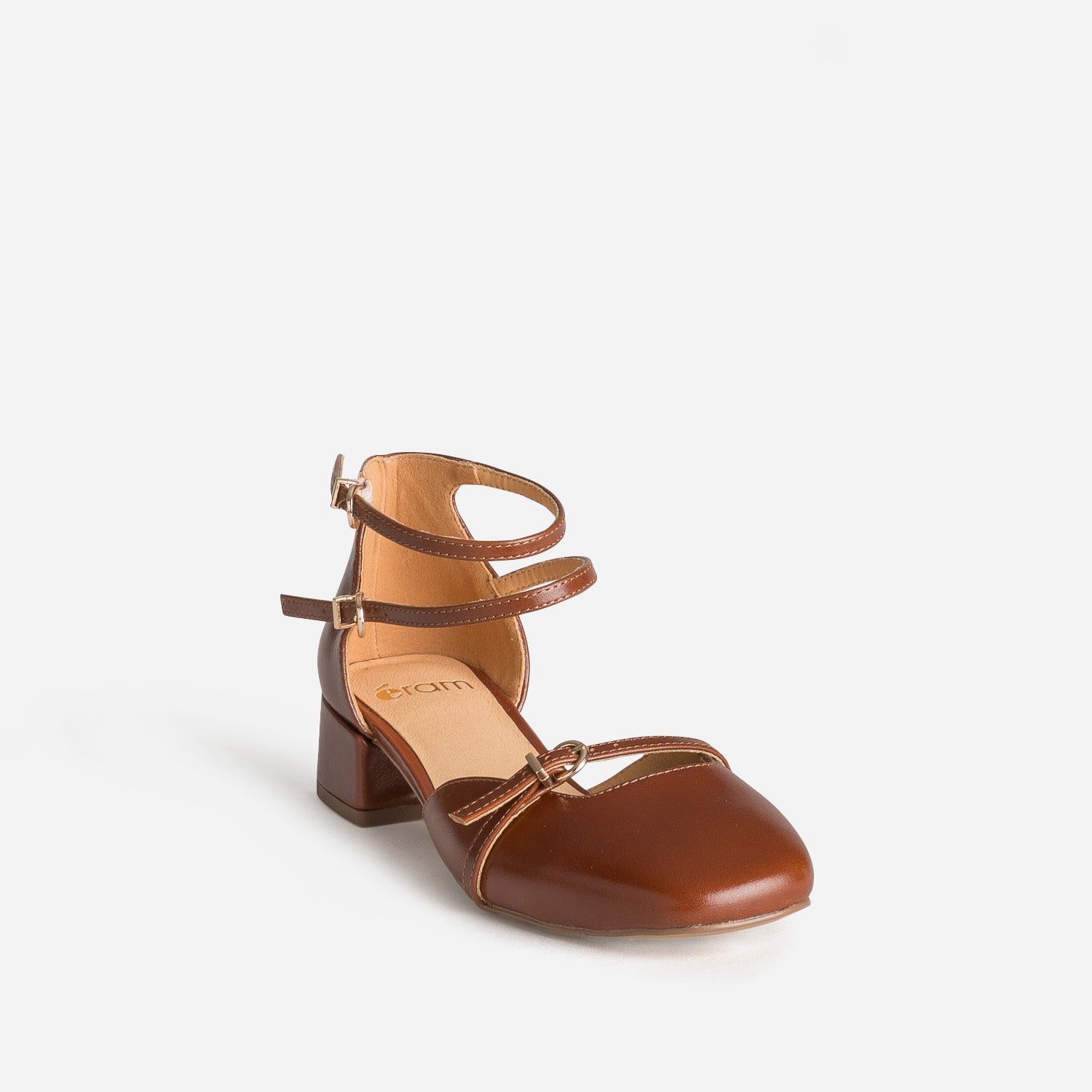 Babies cognac cuir brides cheville