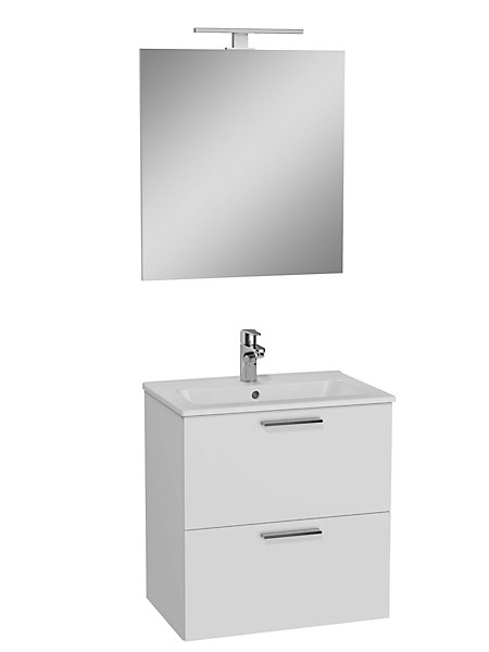 Meuble de salle de bain avec lavabo SAT Evolution 98x30x44,8 cm blanc mat (SATEVO100WMU2)