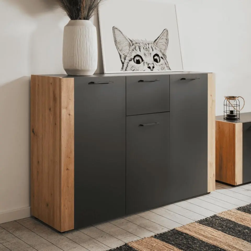 Calicosy - Handige kast - Antracietgrijs - 125,5x34,5x85 cm