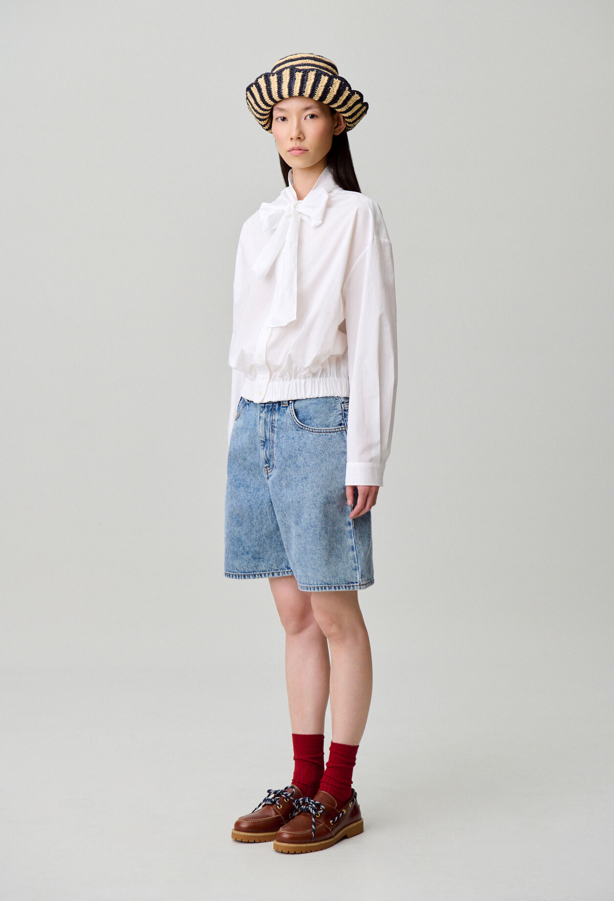 Chemise popeline col lavallière