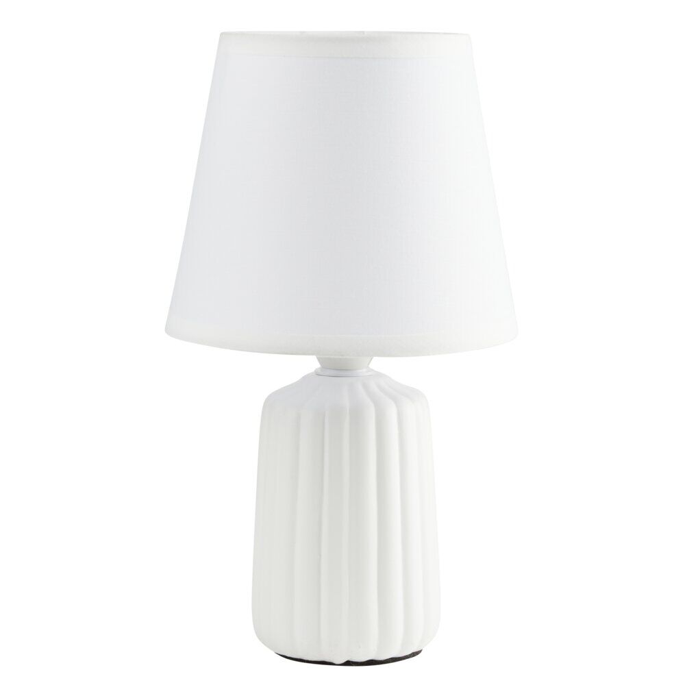 Lampe de table socle céramique strié blanche Ø13xH22cm