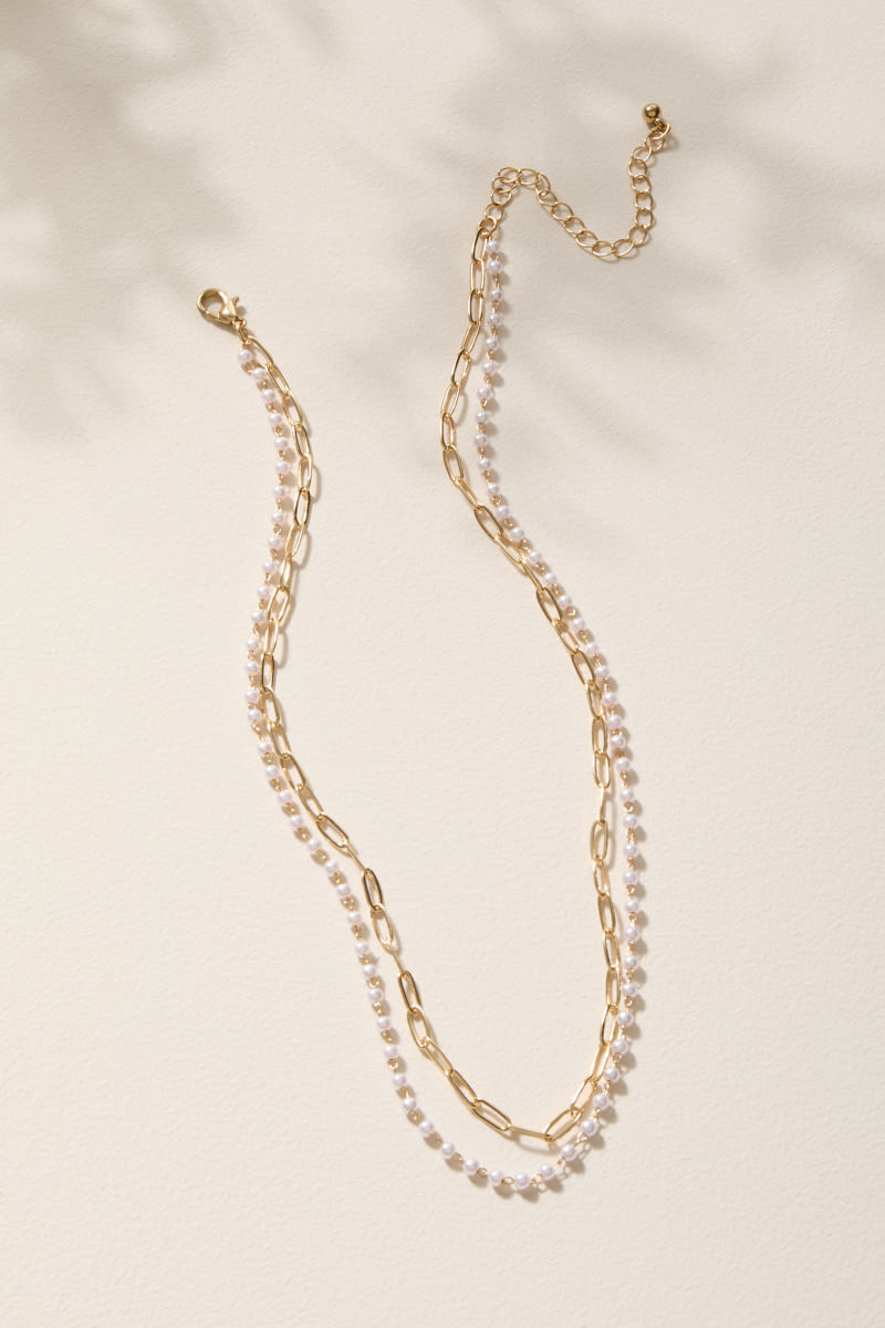 Emma Pearl Layered Chain Necklace