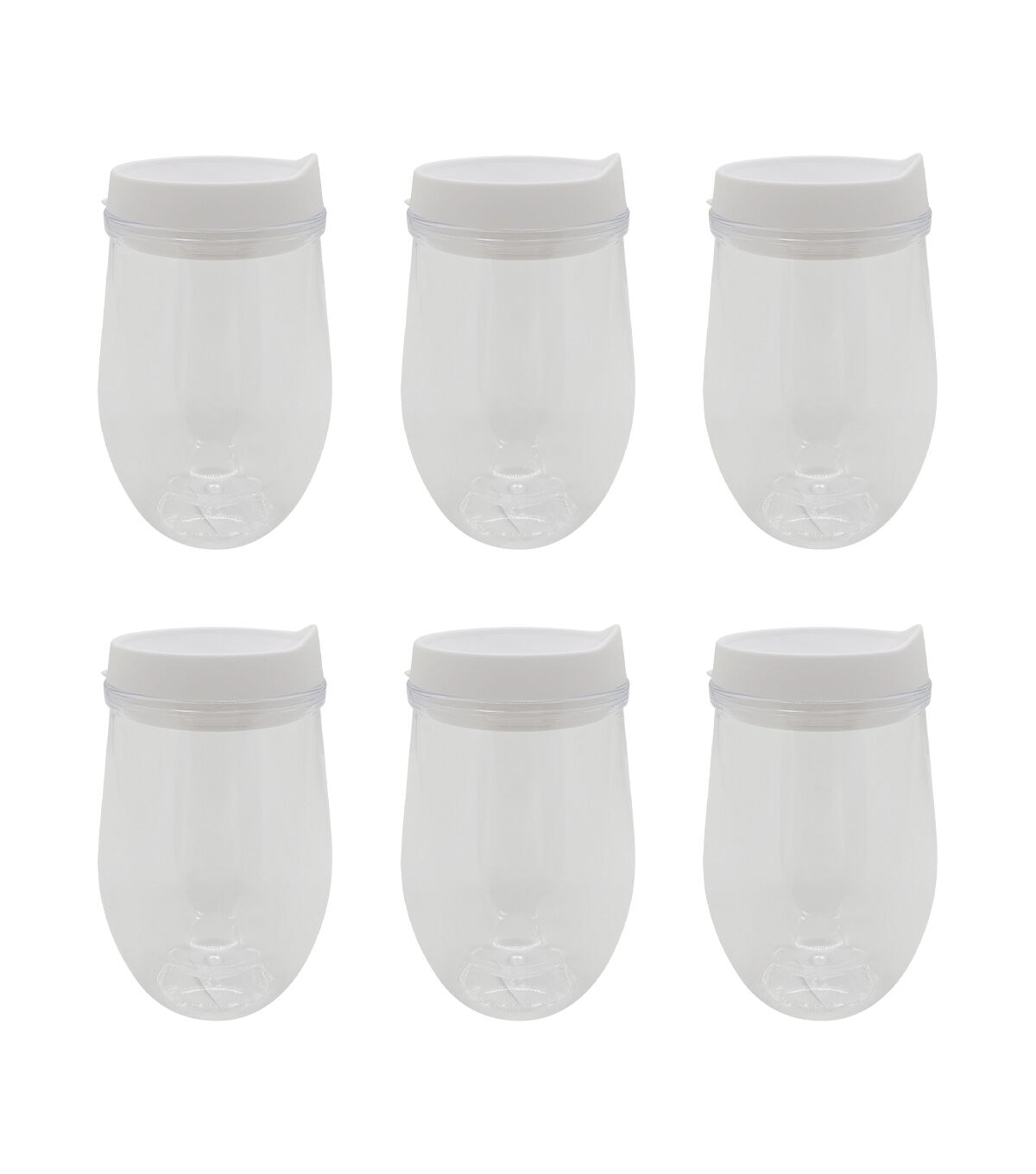 12oz Clear Plastic Wine Tumblers With Lids 6pk by Happy