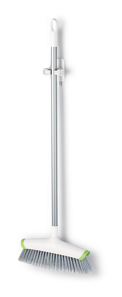 Command Wall-Mounted Mop & Broom Gripper with Adhesive Strips, White, 4-lbs, 1 Strip per Pack