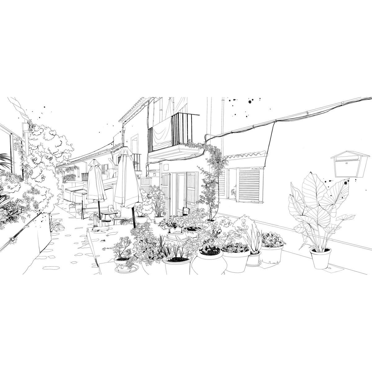 - Papier peint panoramique terrasse d'été 225 x 250 cm