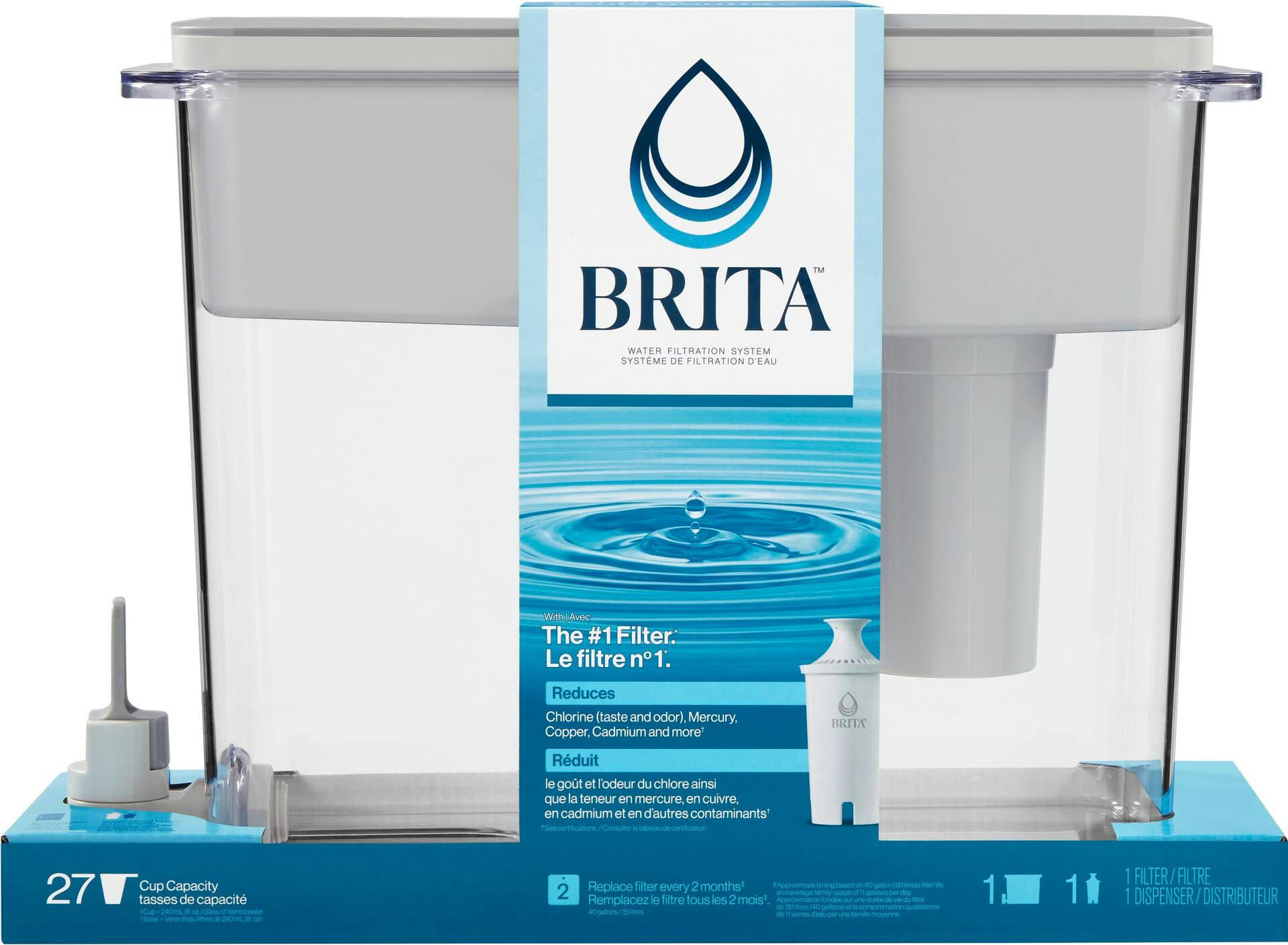 Brita® UltraMax Water Filter Pitcher/Dispenser with Standard Replacement Filter, BPA Free, 27 Cup, Grey