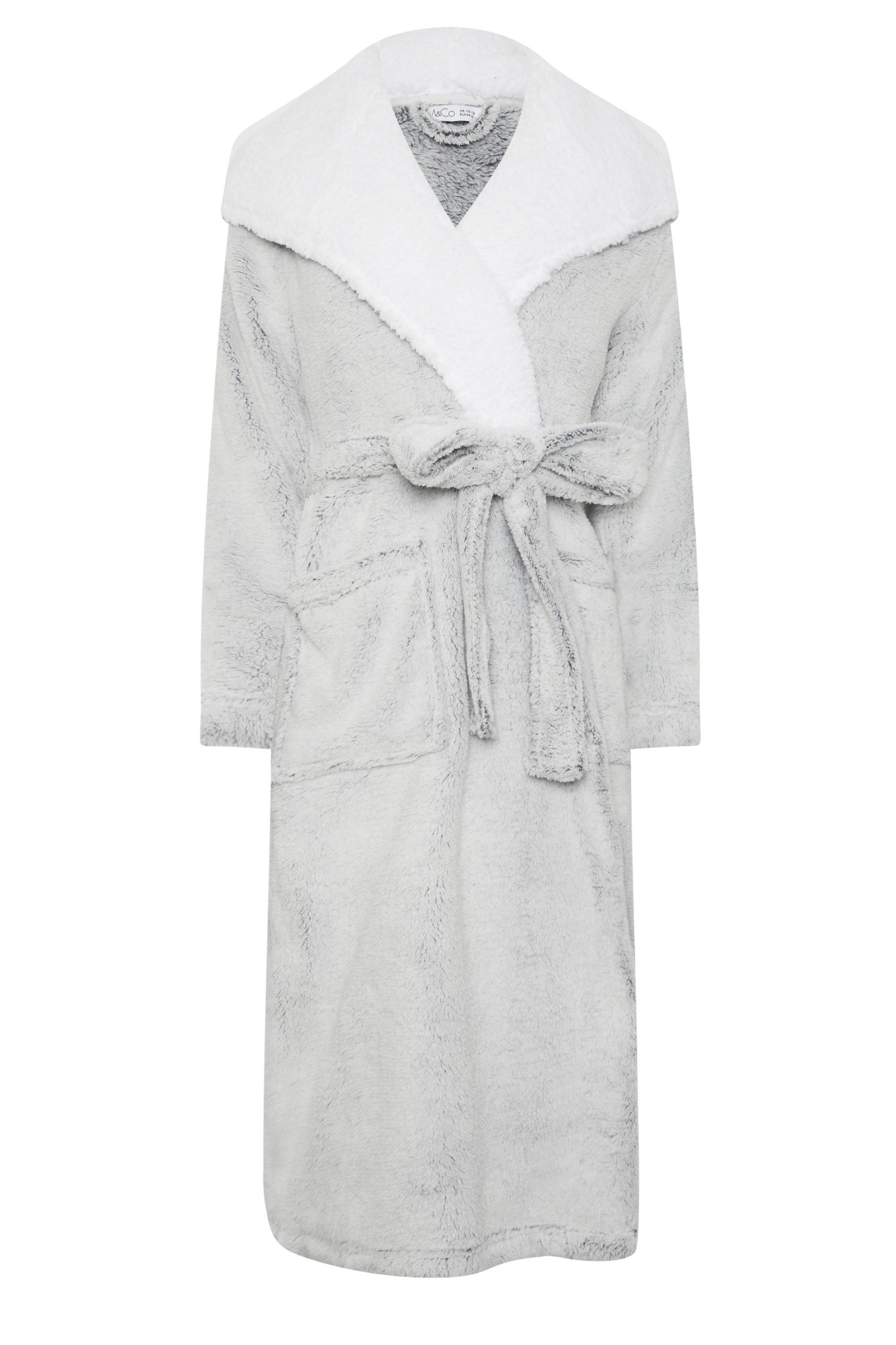 M&Co Contrast Shawl Collar Fleece Dressing Gown