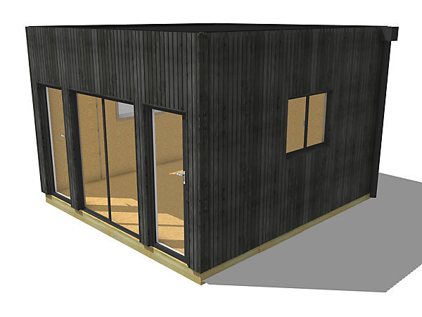 Bureau de jardin 4 saisons en bois 4,4 x 4,6 x 3,2 m / isolation RE2020 avec plancher isolé