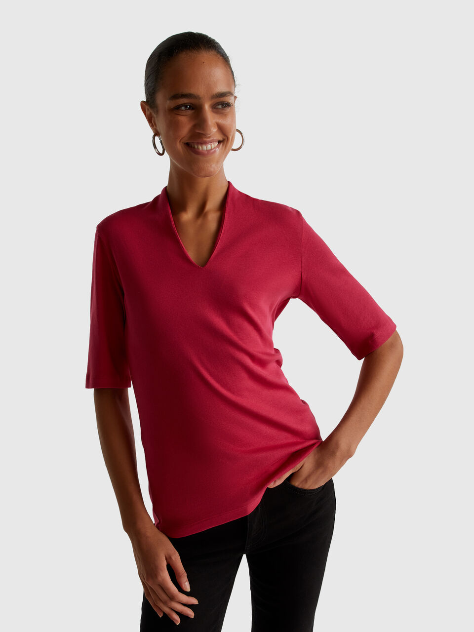 Slim fit t-shirt in long fiber cotton