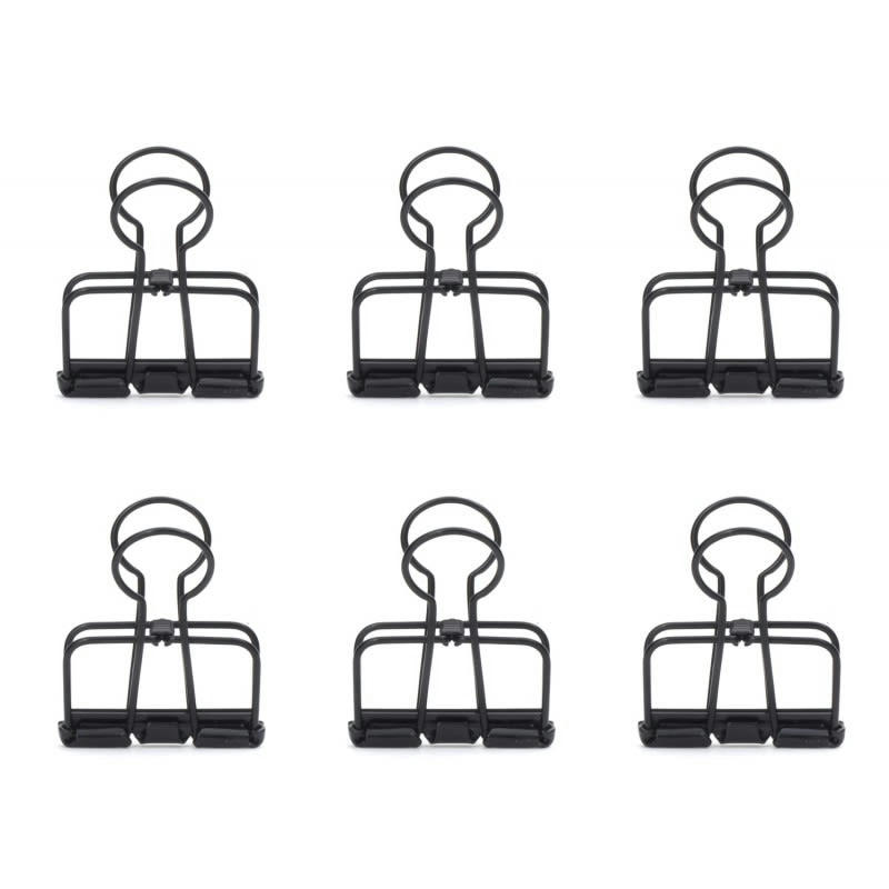 CLIP - Pinces double-clip noires - Lot de 6