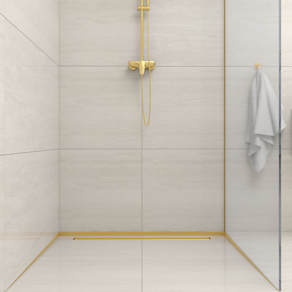 Balneo Barre de pente de sol gauche pour receveur 170 cm doré INOX Acier inoxydable