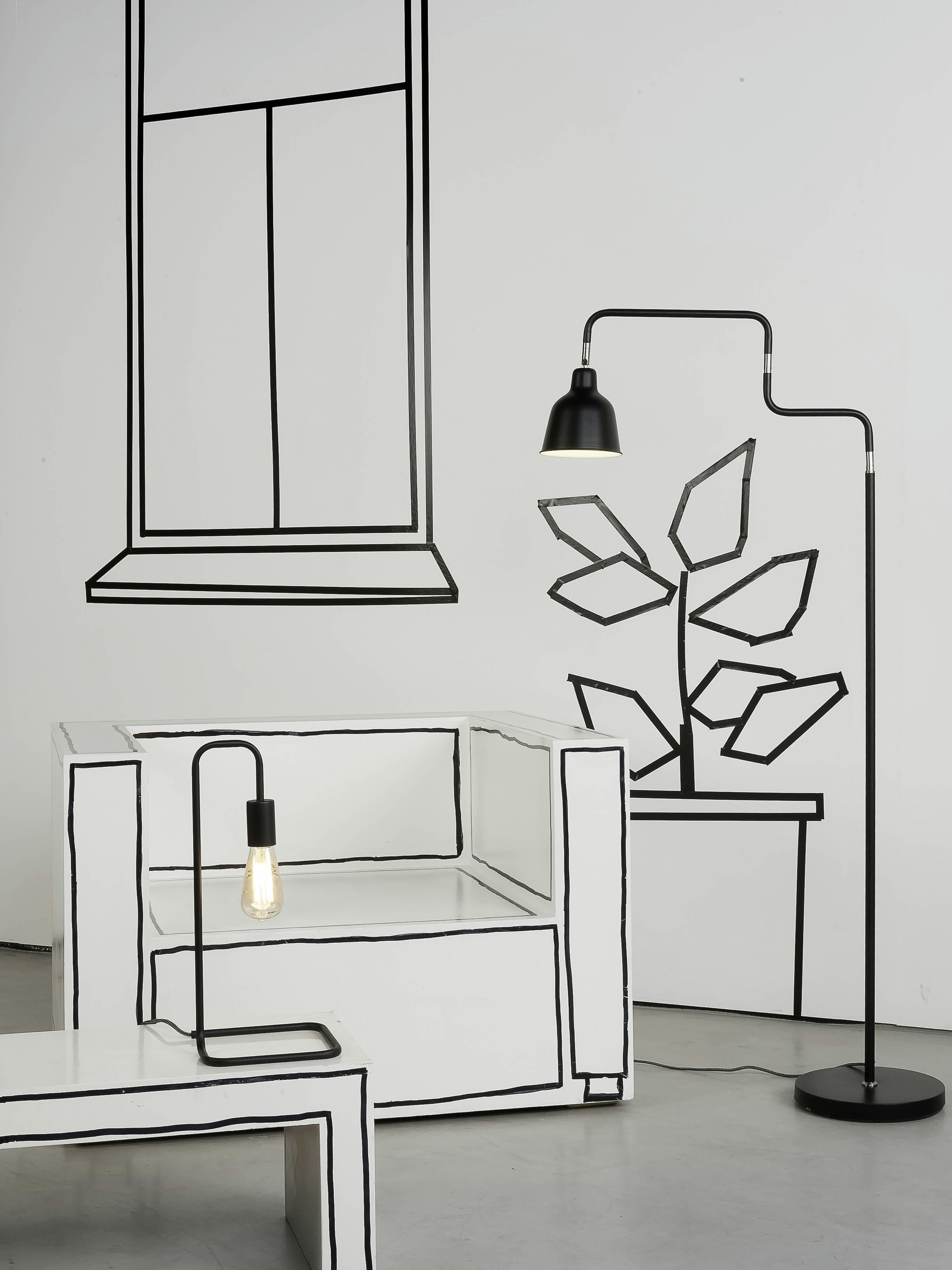 LONDON - Lampadaire sur pied noir H150cm