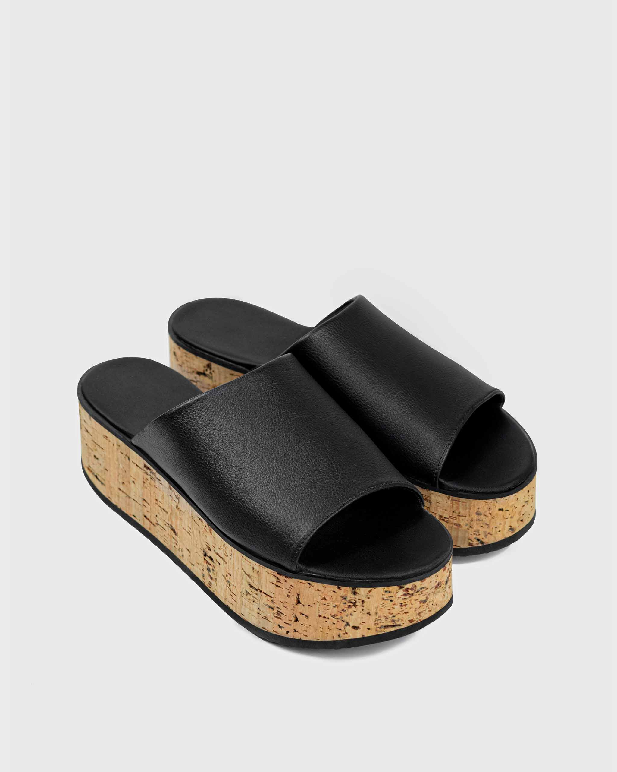 BOHEMA - Geigi Flatforms Buty Czarne, ze skóry roślinnej, polska rodzinna marka - outlet