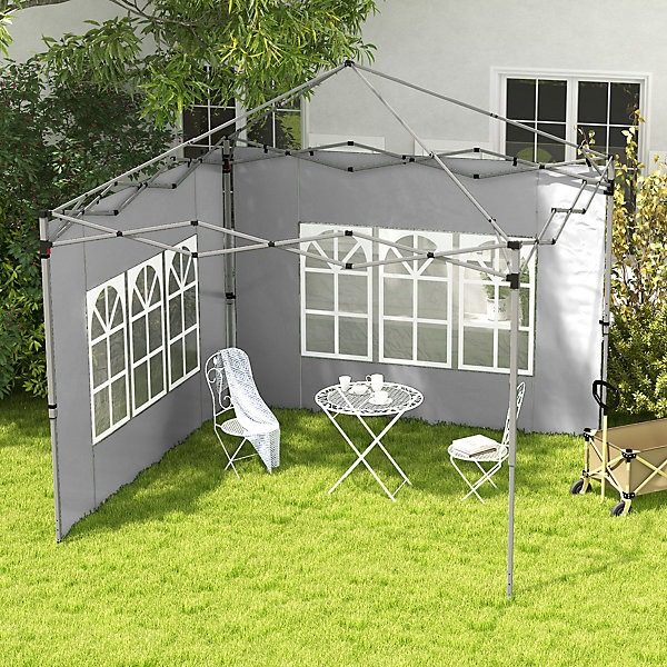 Lot de 2 parois latérales pour tonnelle 3 x 3 m ou 3 x 4 m - bâches de barnum 295 x 195 cm gris clair