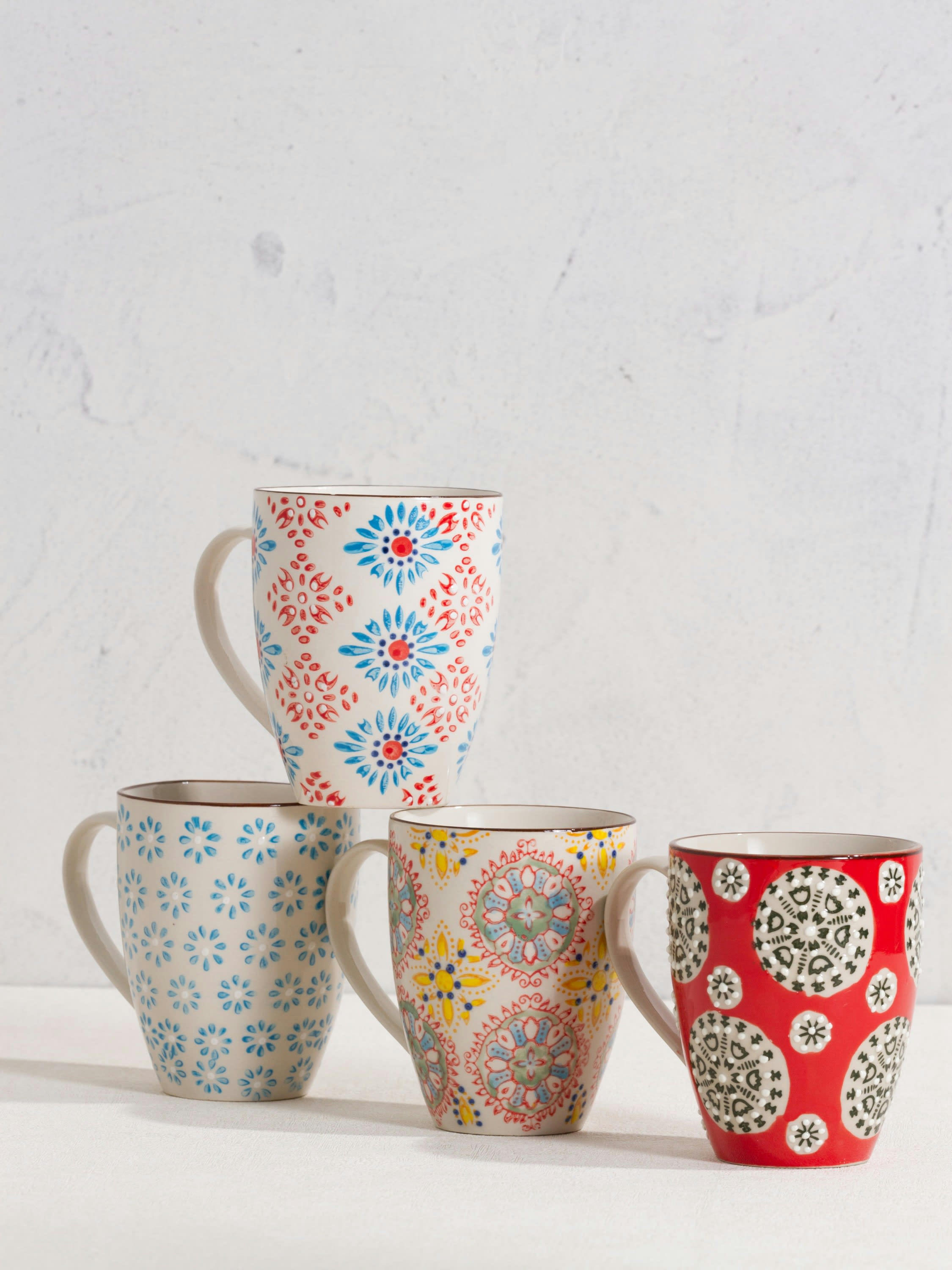 BOHEMIAN - Set de 4 mugs en céramique multicolore