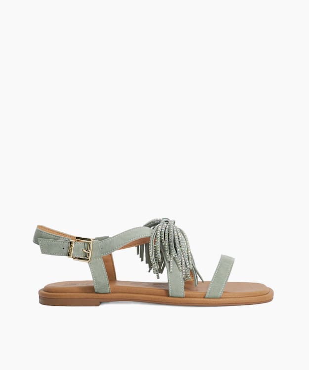 Lysia Sage - Suede Tasselled Sandals