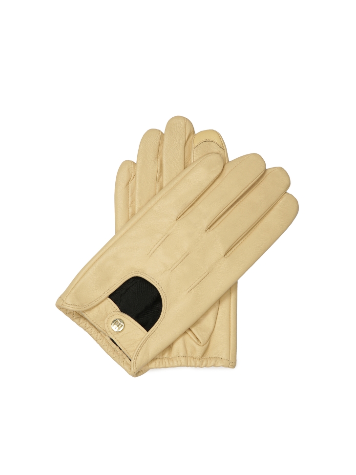 Beige smooth leather car gloves