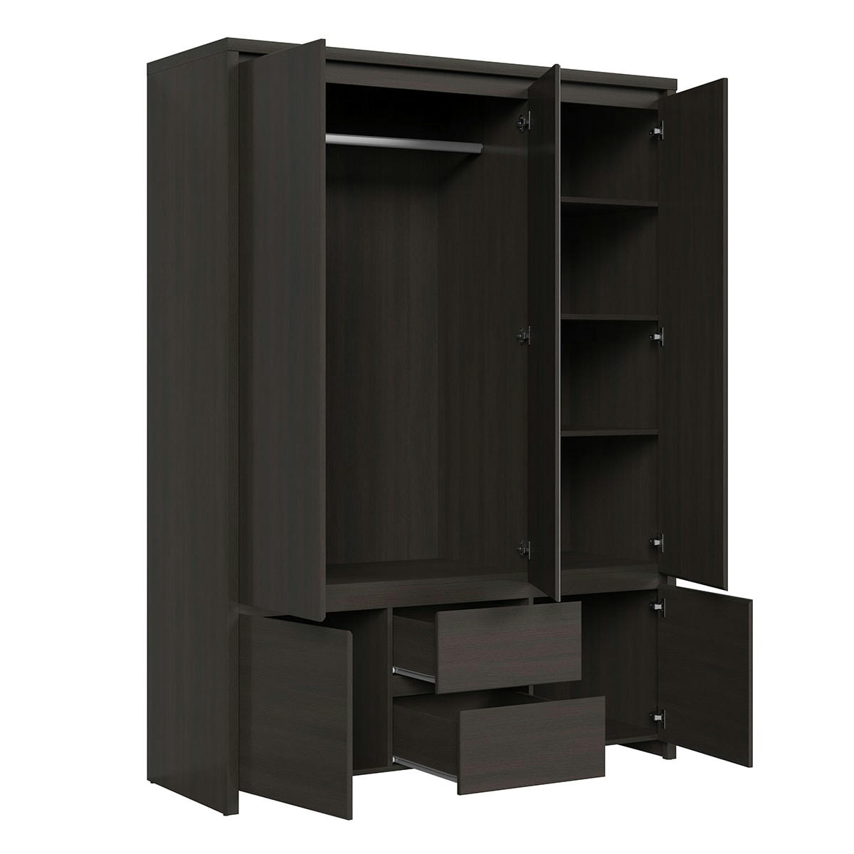 - Armoire 3 portes panneaux agglomérés naturel foncé