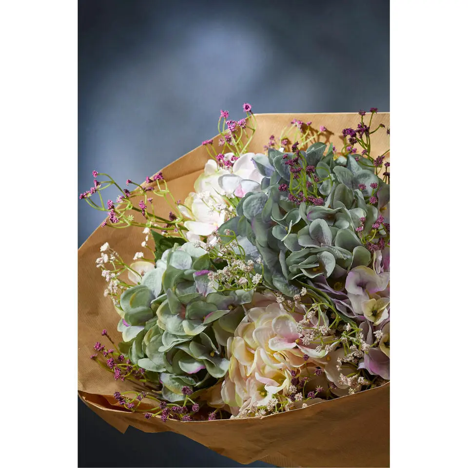 Mica Decorations Kunstbloem - Hortensia tak - wit - 51 cm