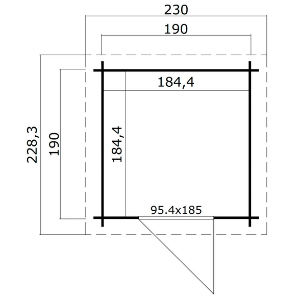 Gartenhaus »Main«, (BxT): 190x190 cm (Aufstellmaß), 28 mm Wandstärke, grüngrau/weiss