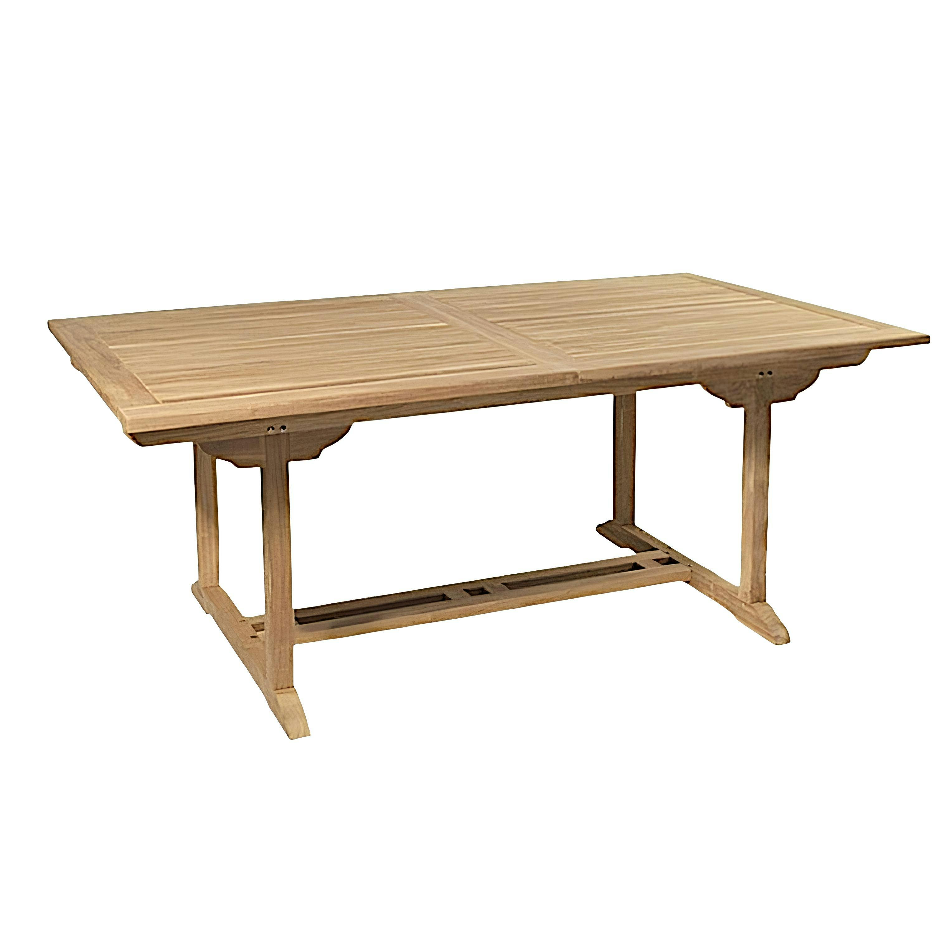 Table de jardin en teck brut rectangle extensible 120/180x90x75cm SUMMER