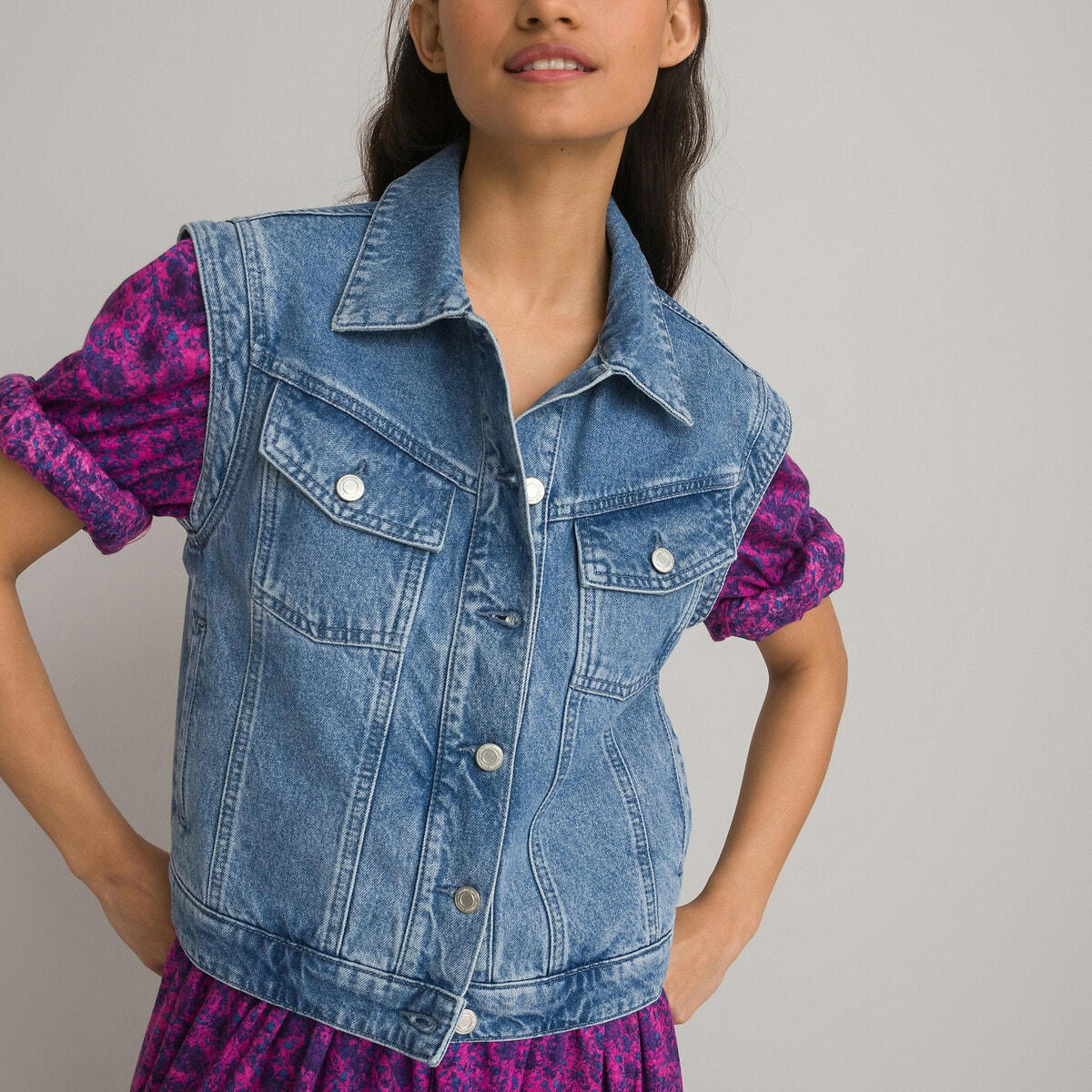 Veste en jean coupe droite