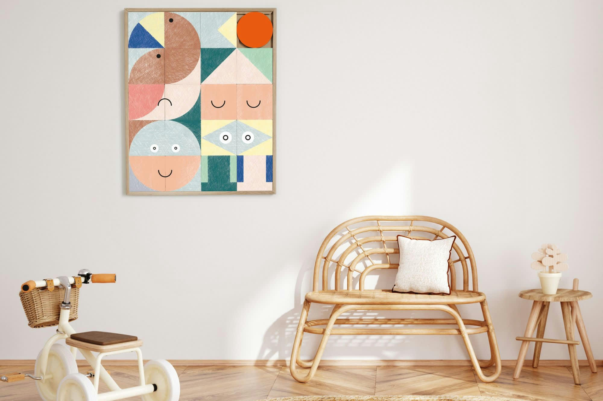 KIFKIF - Tableau en bois taquin enfant aux couleurs pastel 63 x 78