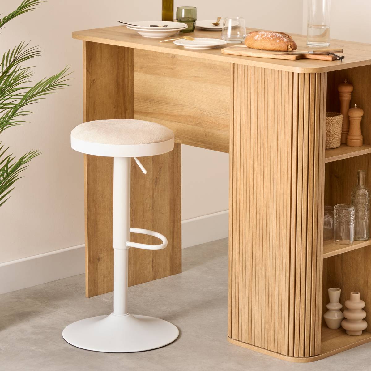 Set of 2 "Ilsa" Bar Stools Ivory, 41.5x41.5 cm