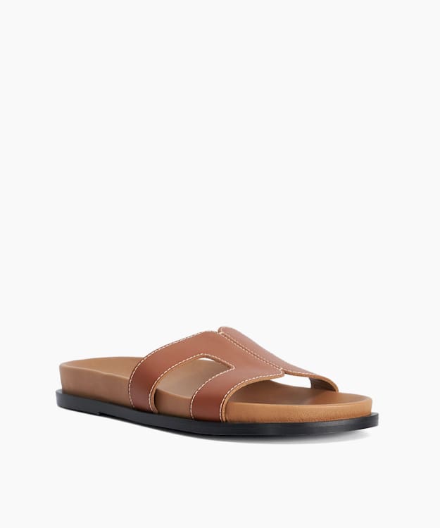 Loupas Tan - Flat Cushioned Sole Sandals
