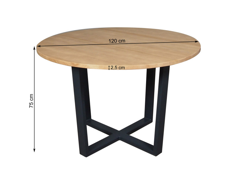 Stół Okrągły 120 cm Loftowy I, kolor dębowy