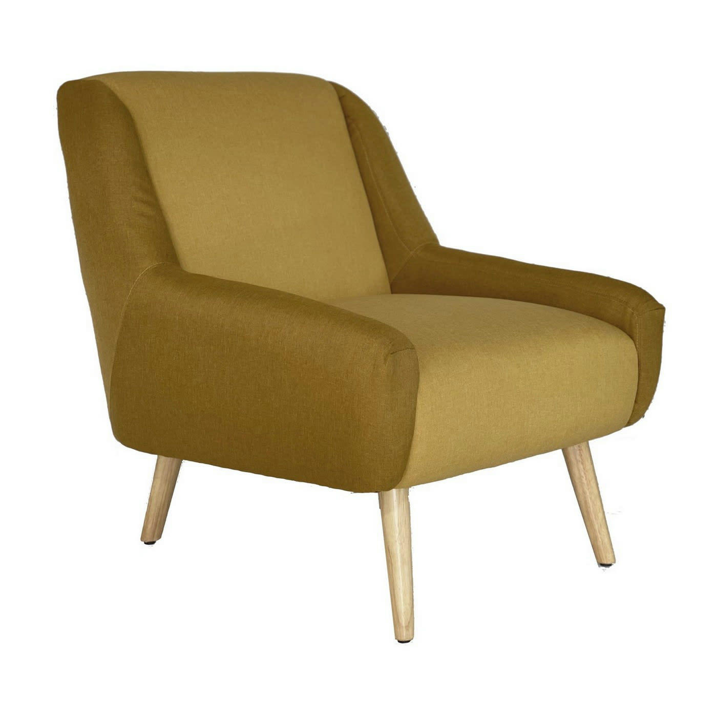 FLORIDE - Fauteuil rétro tissu bicolore ocre