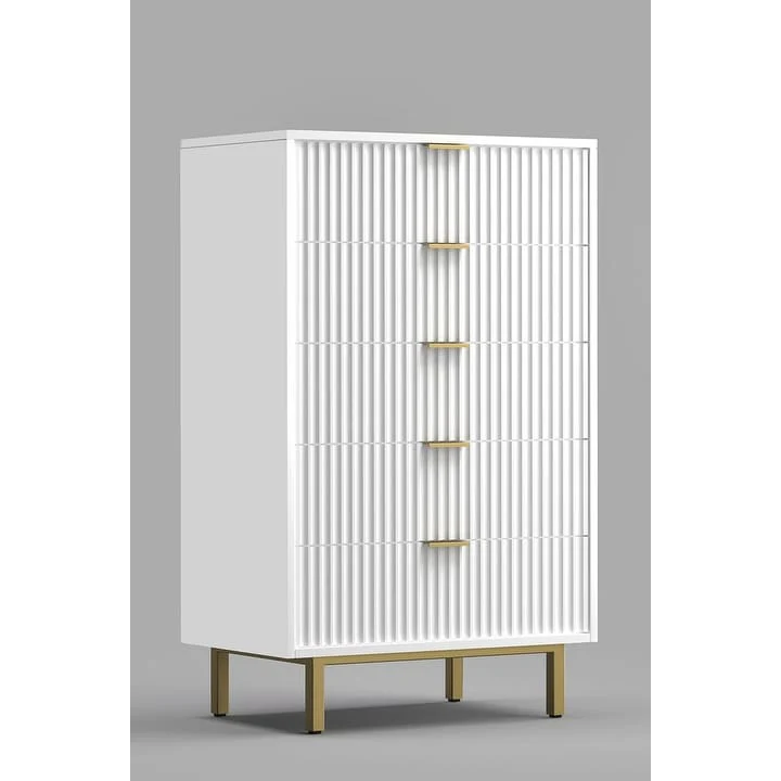 Origins by Alpine Casey 5 Drawer Chest in White
