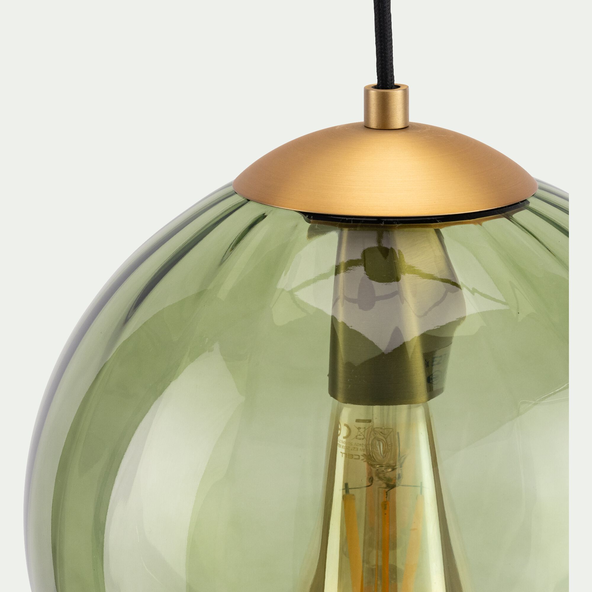 MONSARAZ - Suspension électrifié en verre et acier D25cm - vert