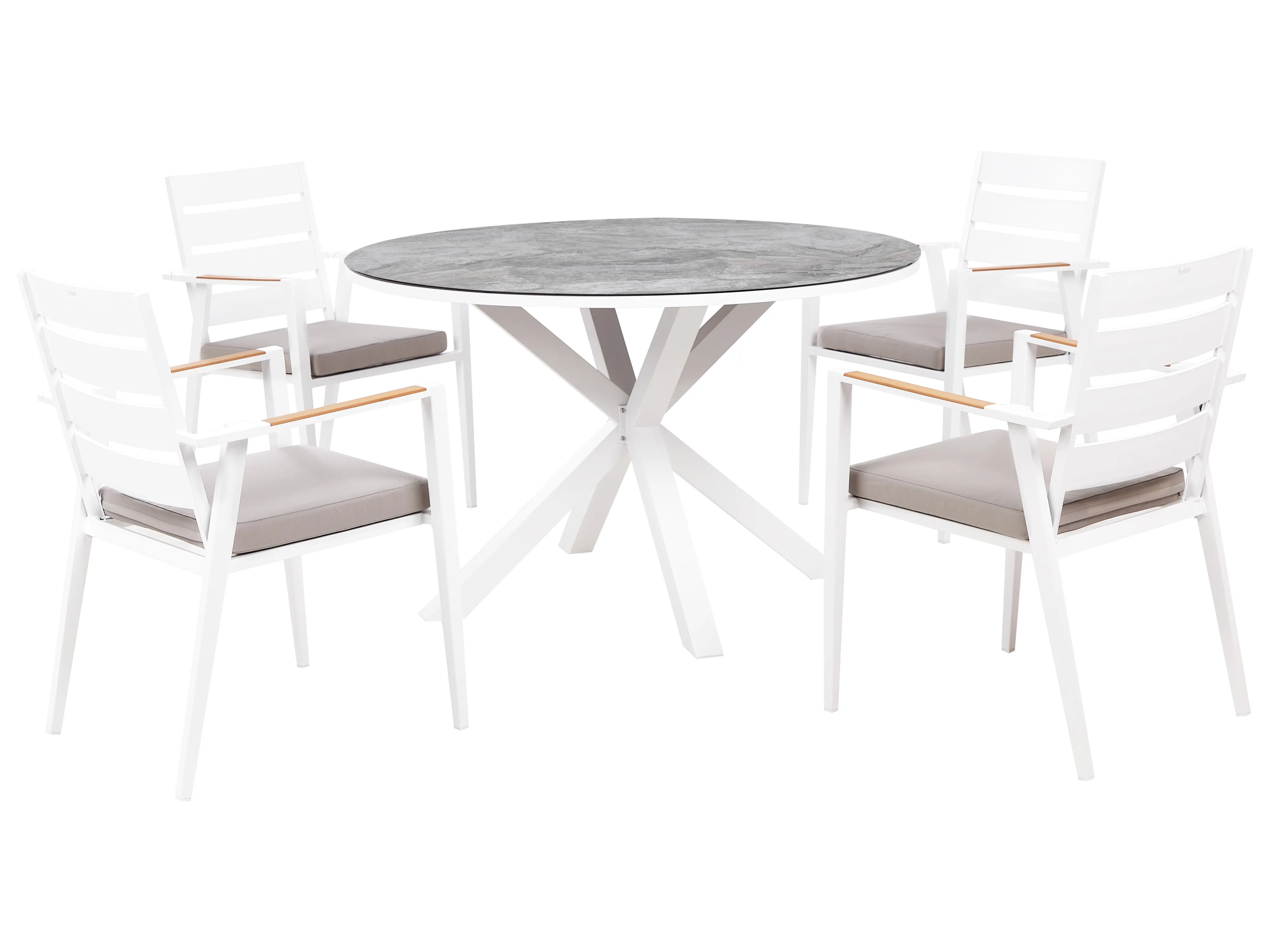 Garden Dining Set 4 Seater MALETTO/TAVIANO with Cushions Metal Marble Effect Grey