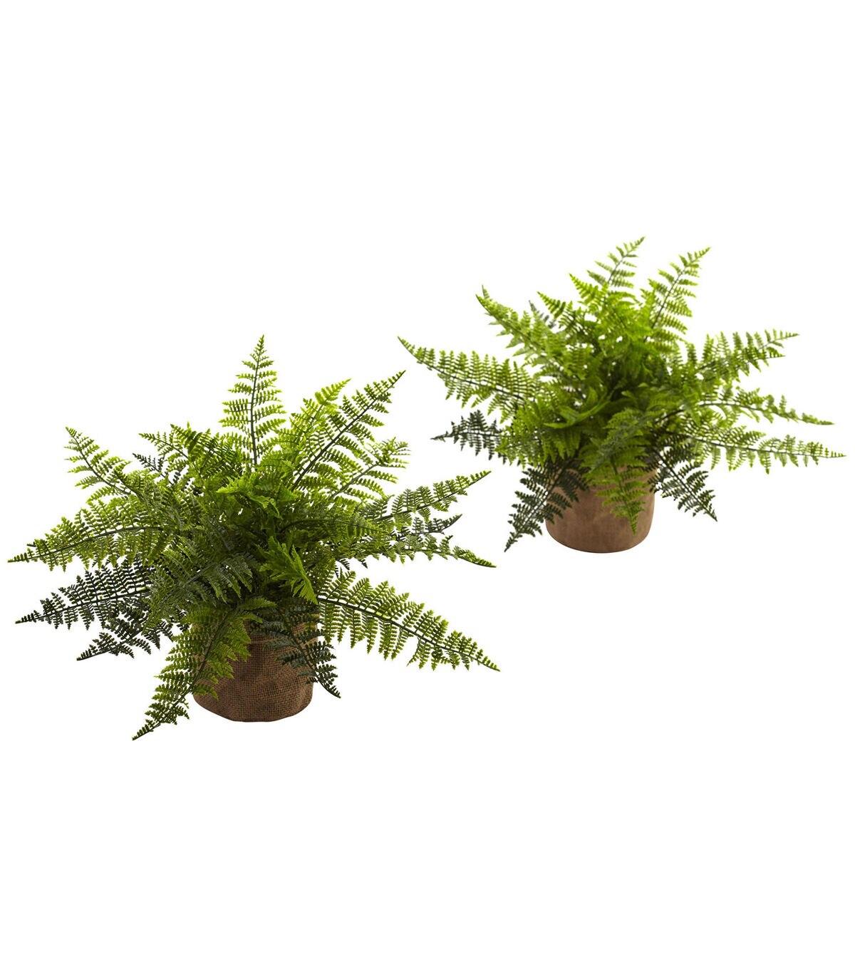 Nearly Natural 15 Ruffle Fern Bush With Burlap Base 2ct