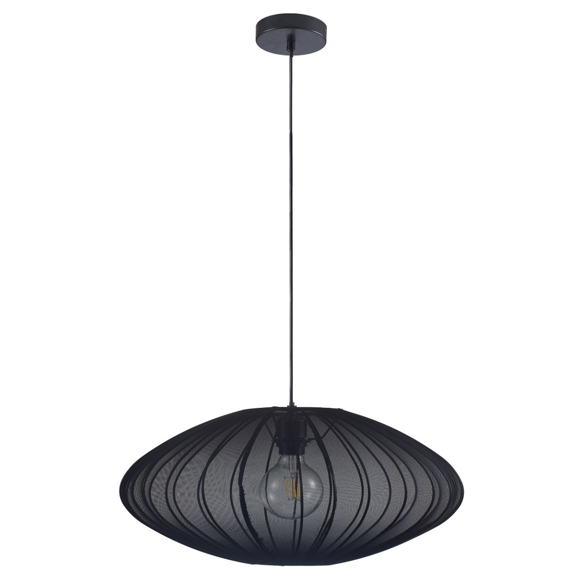 Lampa wisząca czarna KINU 1xE27x20W wym: 120x50x50 cm Polux