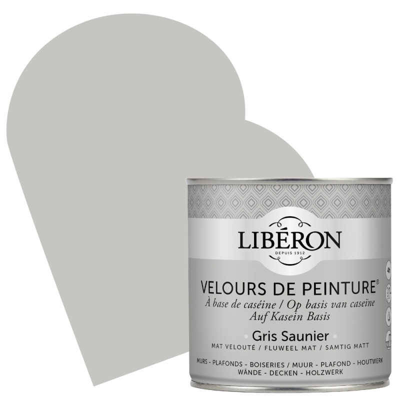 Peinture pour murs Velours de Peinture gris saunier mat 0,5 L LIBERON