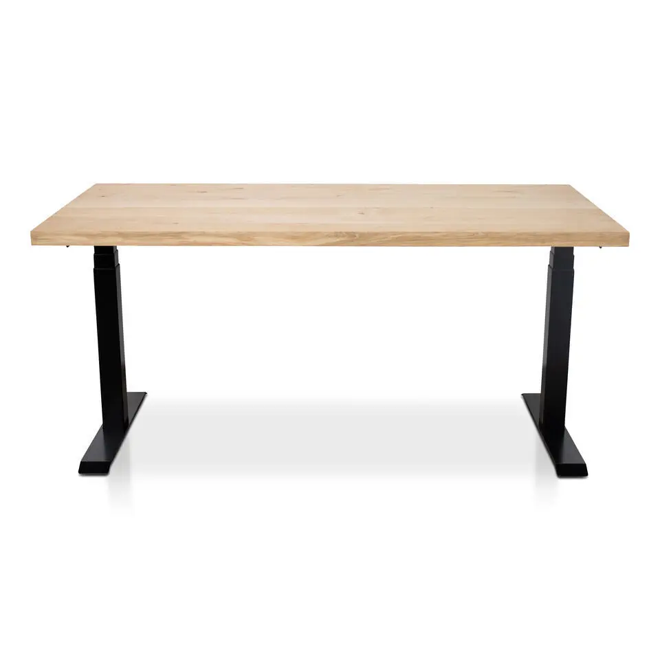 MRC Zit-sta bureau massief eiken blad 160x80 zwart frame NEN-EN 527