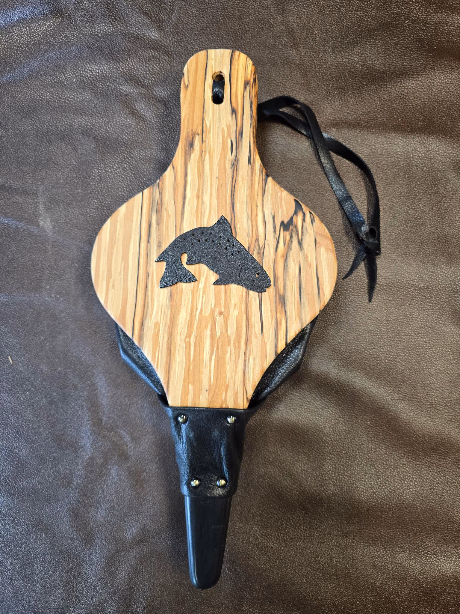 Handmade Wood Leather Fireplace Bellows
