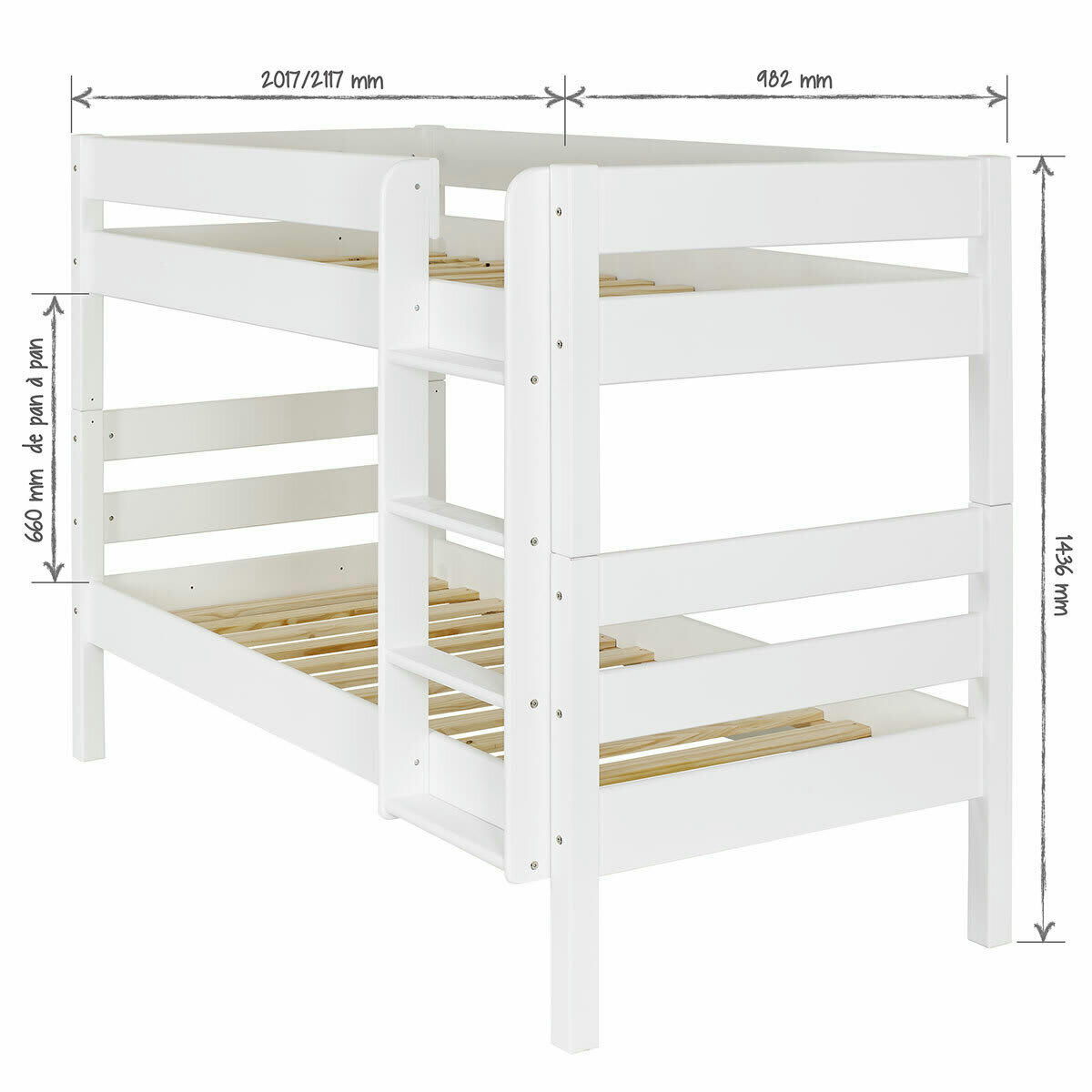 NUBIE - Lit superposé 90x200 cm bois massif